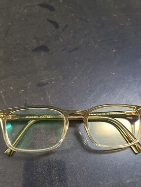 Warby Parker Translucent Olive Green Rectangular Glasses